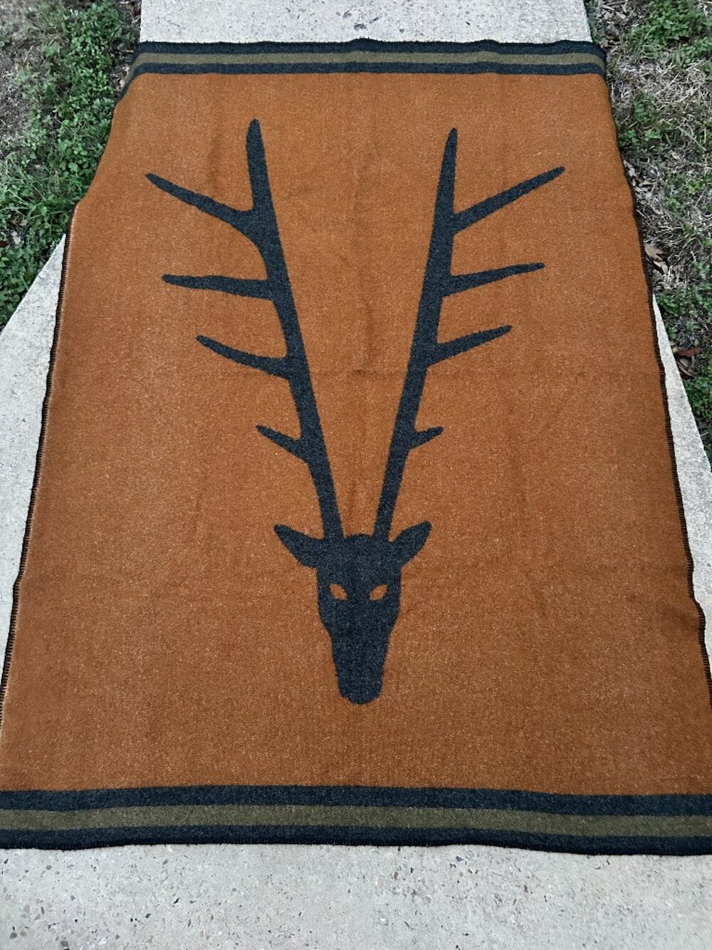 Vintage 1995 Faribault Wool Blanket Elk Dreamers Robe Laurie Jacobi Reversible